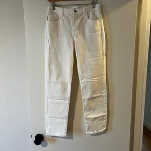 J Brand Adele white slim straight leg jeans